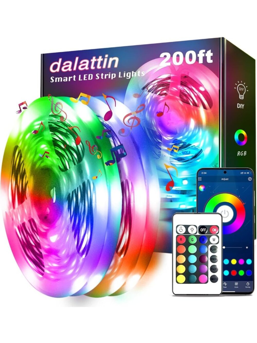 200ft LED Strip Lights with App & Remote Control - Perfect for Bedroom & Party